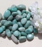 10 Pale Green Amazonite Crystal Polished Tumblestones, Craft, Mosaic, Grid