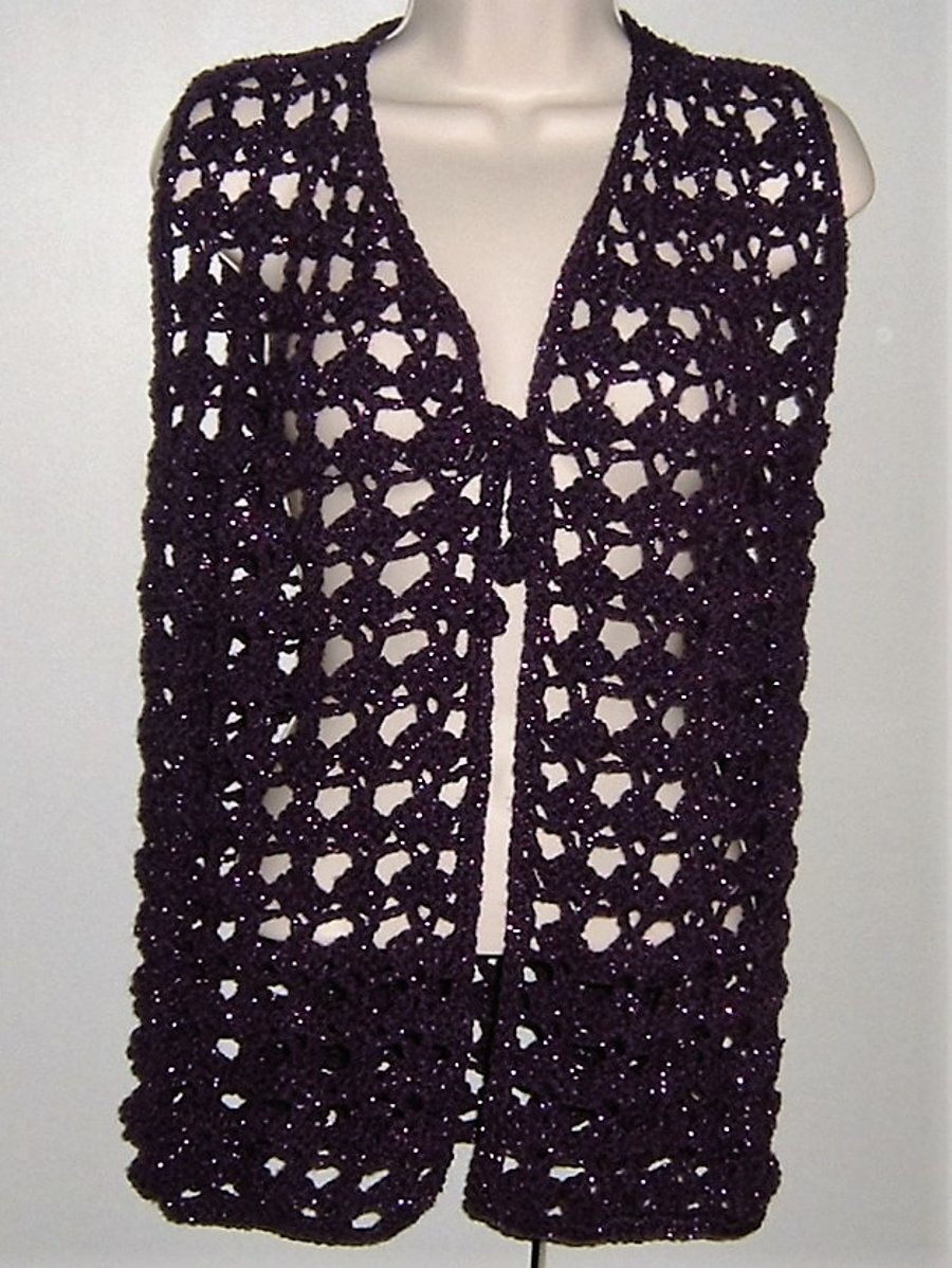 SALE BARGAIN...Purple glitter retro waistcoat vest ref 48295