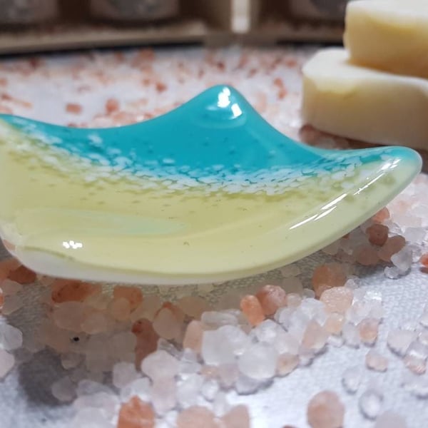 Blue soap dish - coastal soap dish - glass soap dish 