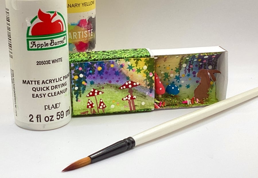 Diorama matchbox rabbit scene 