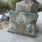 Vintage Liberty Hera linen zip pouch with velvet back