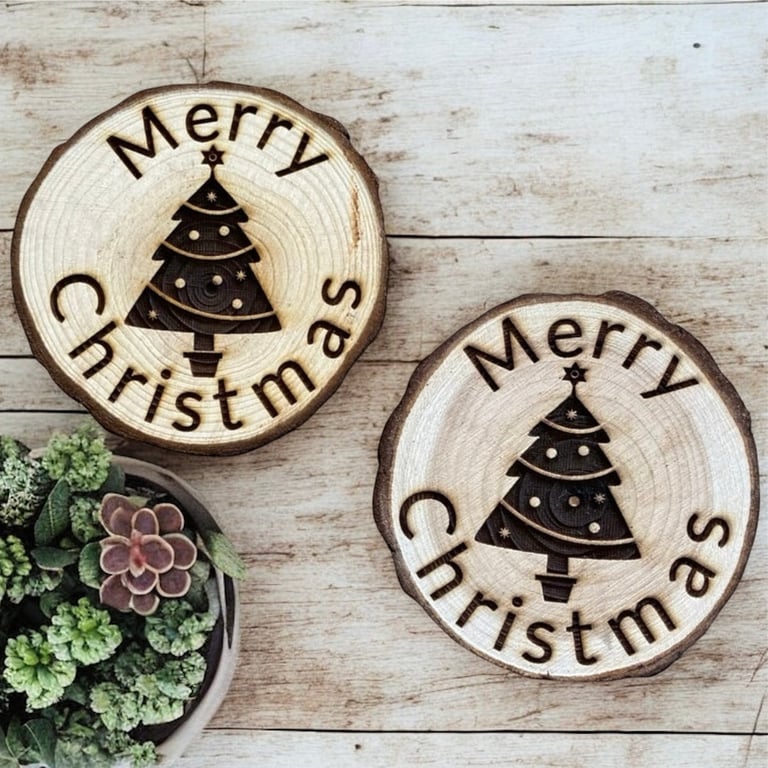 Set of two Christmas Tree Coasters 