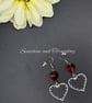 Gothic Barbed Heart Earrings - Red Heart Earrings - Handmade - Drop Earrings - Image 4