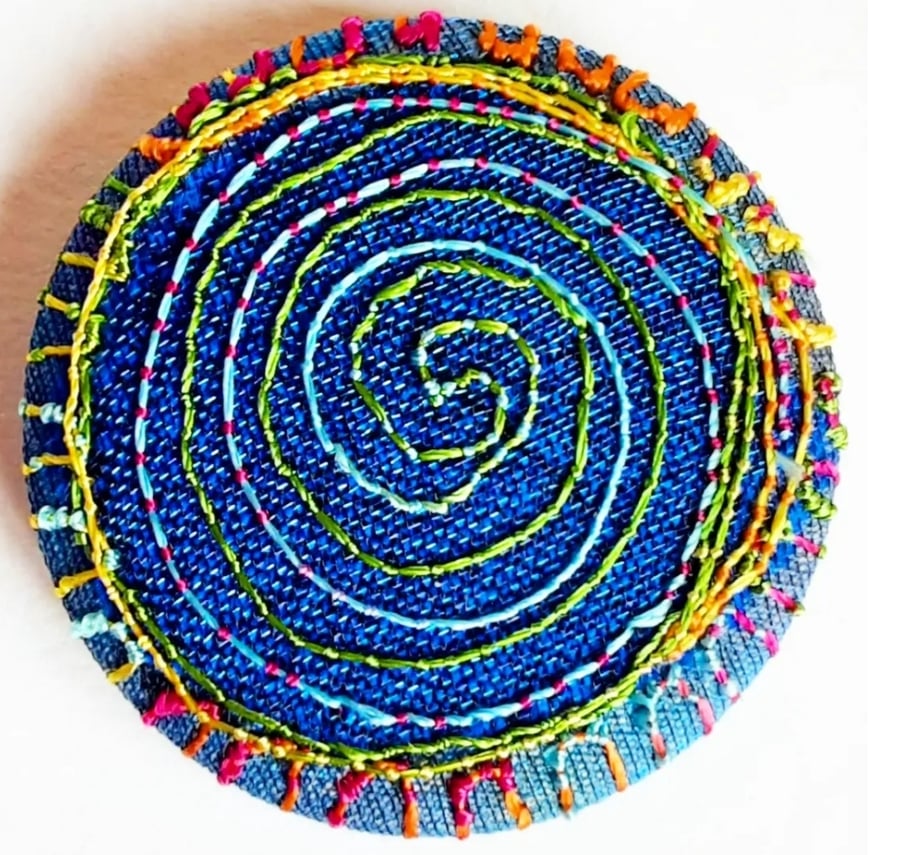 Buttons 1 inch button Hand Dyed Silks and Cottons Free Machine Embroidery Button
