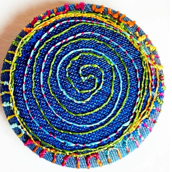 Buttons 1 inch button Hand Dyed Silks and Cottons Free Machine Embroidery Button