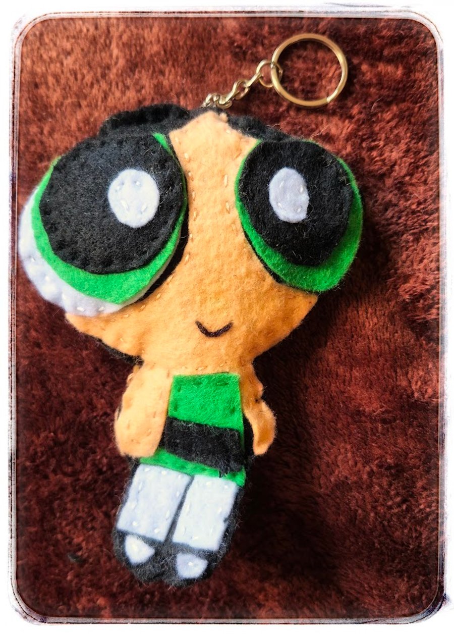 Handmade Felt Retro Cartoon-Inspired Character Keyring – One of a Kind