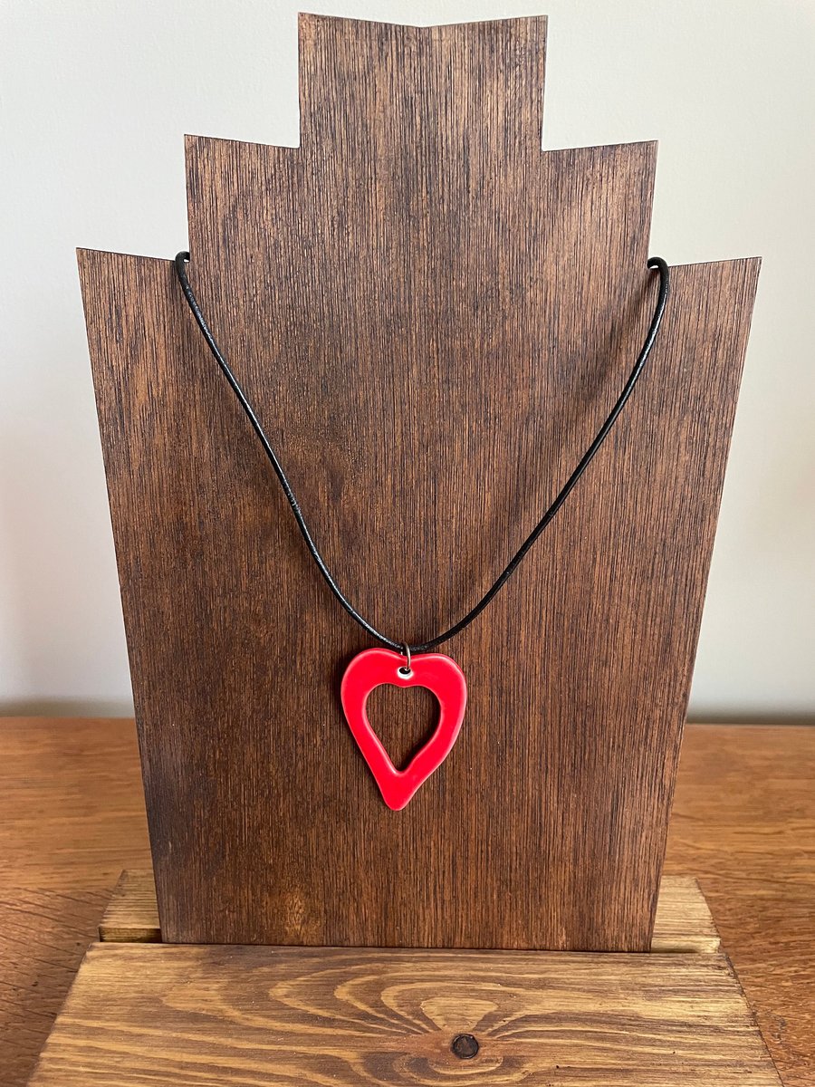 Summer Sale!  Ceramic silhouette heart necklace