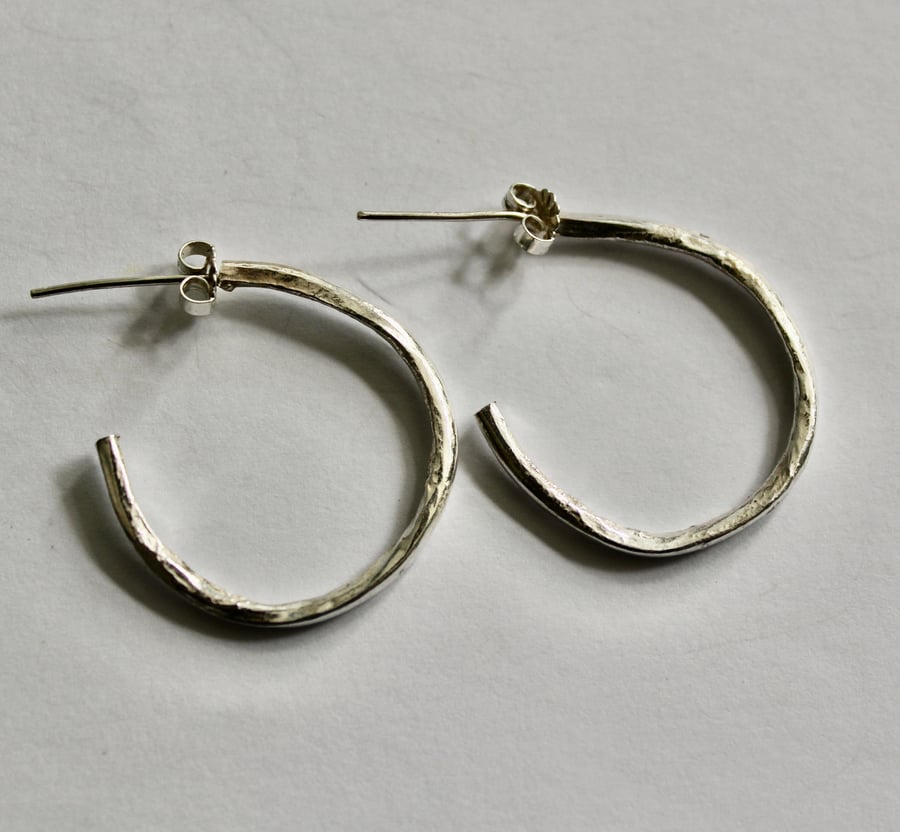Reticulated Silver Hoops