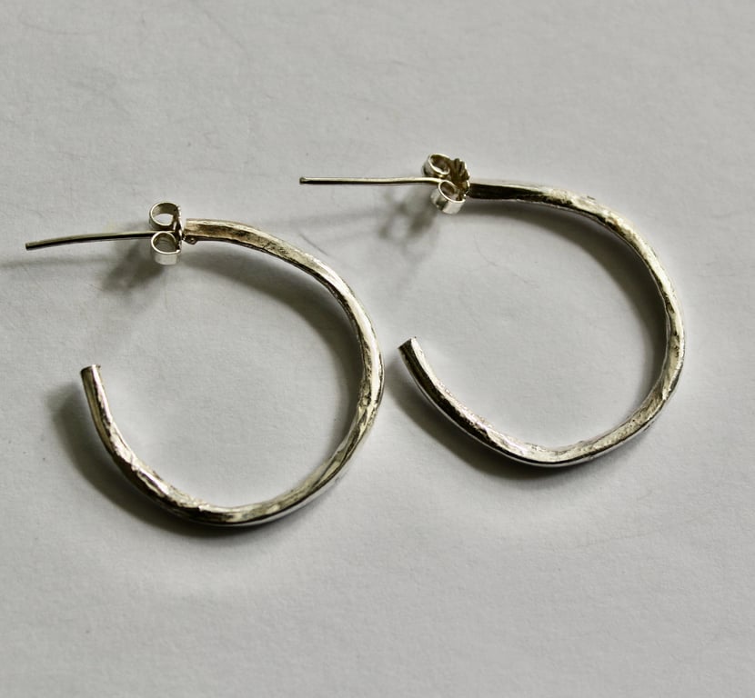 Reticulated Silver Hoops