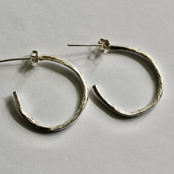 Reticulated Silver Hoops