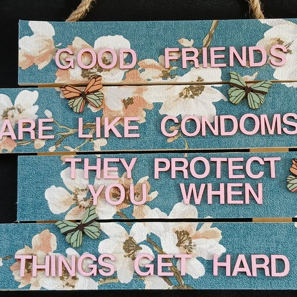 Hand decorated hanging wooden sign 