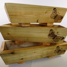 Wooden Butterfly Planters - Set of Three