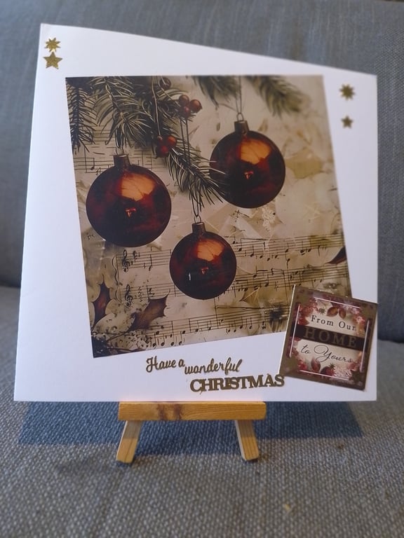 Baubles On Music handmade Christmas card