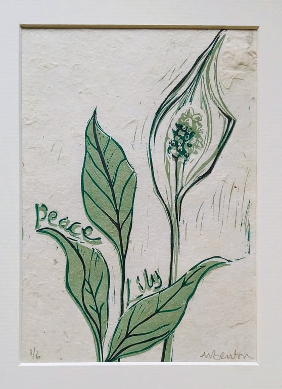 'Peace Lily' Reduction Linocut Print