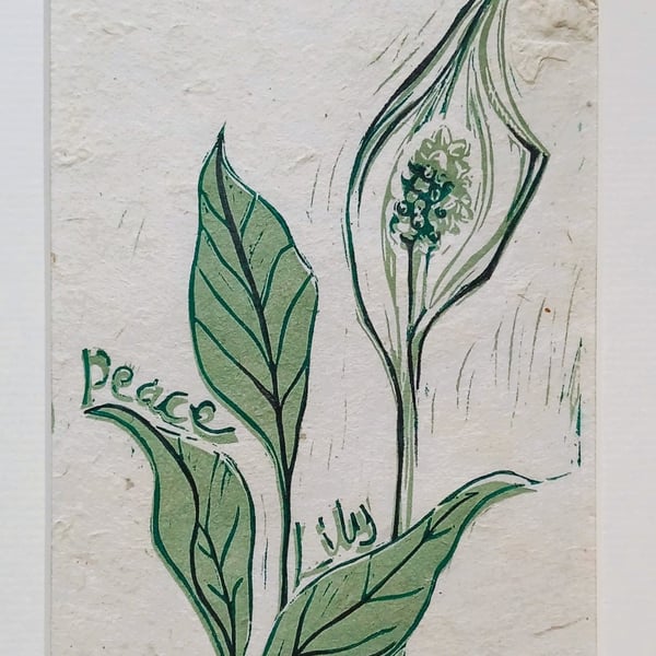 'Peace Lily' Reduction Linocut Print