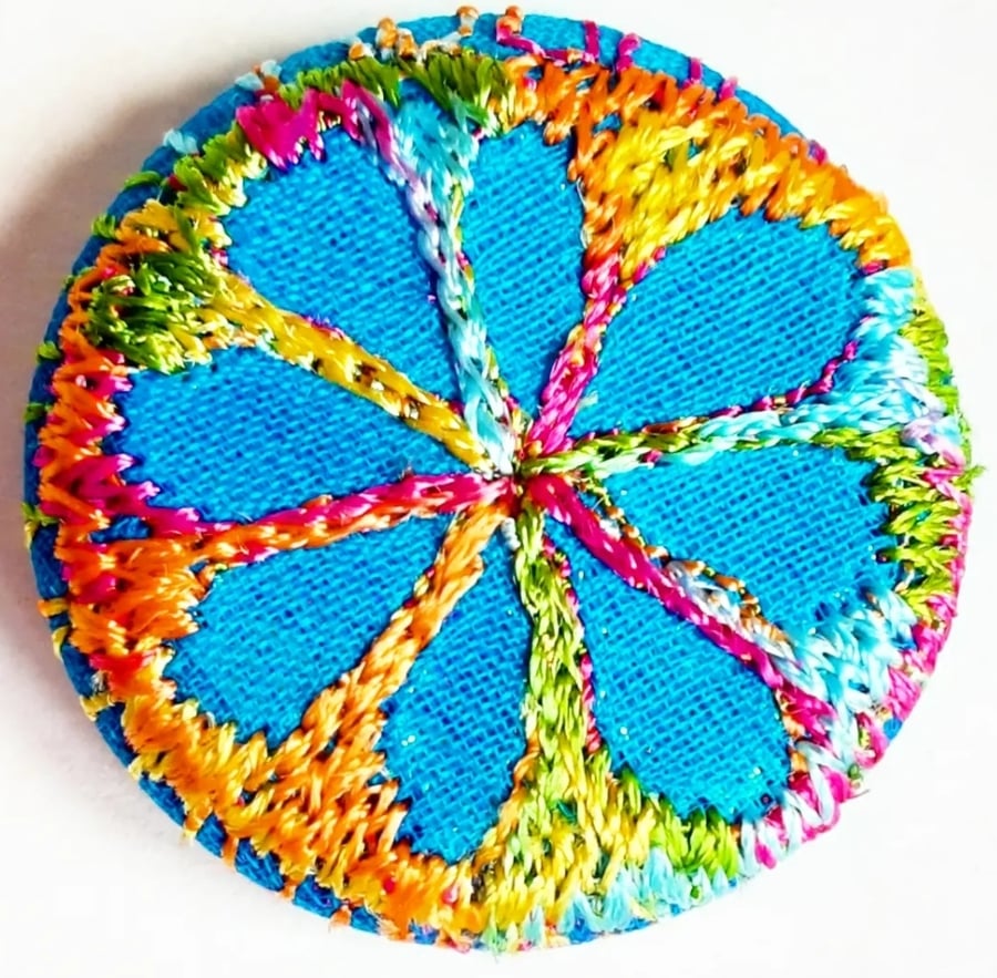 Buttons 1 inch button Hand Dyed Silks and Cottons Free Machine Embroidery Button