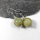 Sterling silver and celadon green jade gooseberry earrings