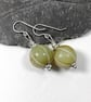 Sterling silver and celadon green jade gooseberry earrings