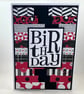 Black white and red birthday card