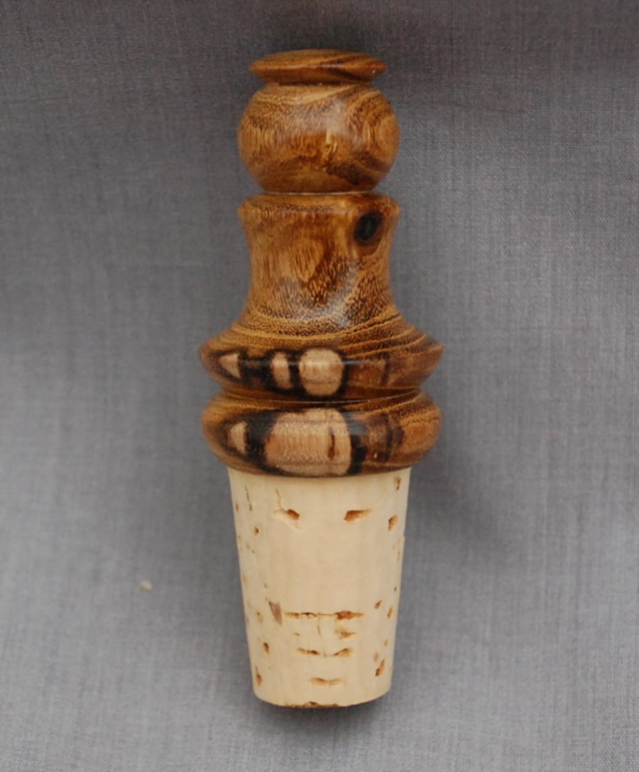 Bottle Stopper in Laburnum Wood