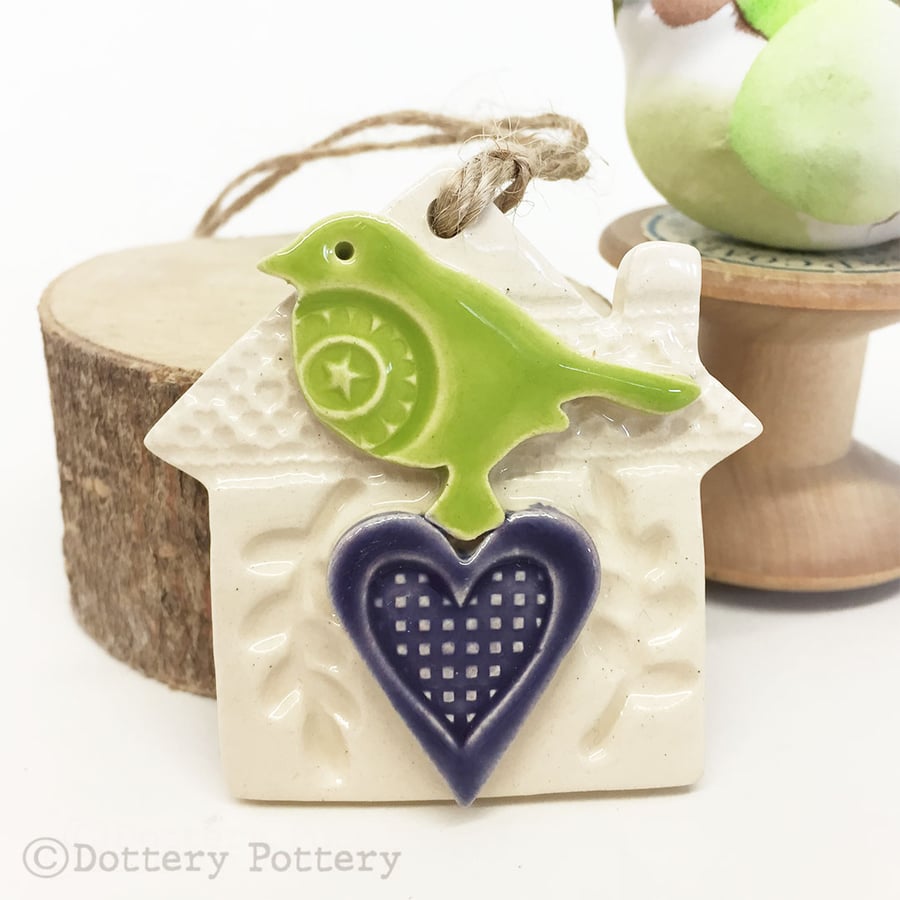 Small Ceramic bird house decoration Pottery bird house 