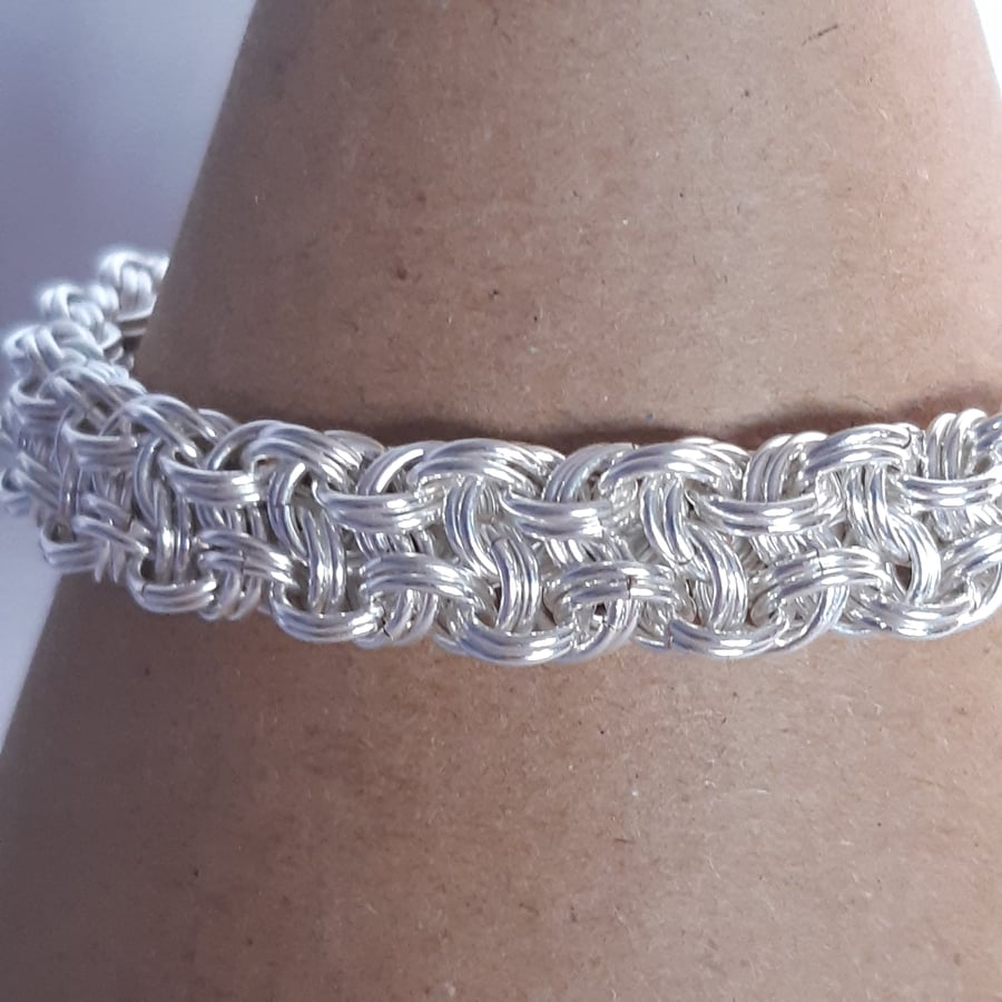 Chunky silver chainmaille bracelet 