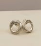 Sterling Silver Circle Stud Earrings - Organic Irregular Round Studs - Image 4