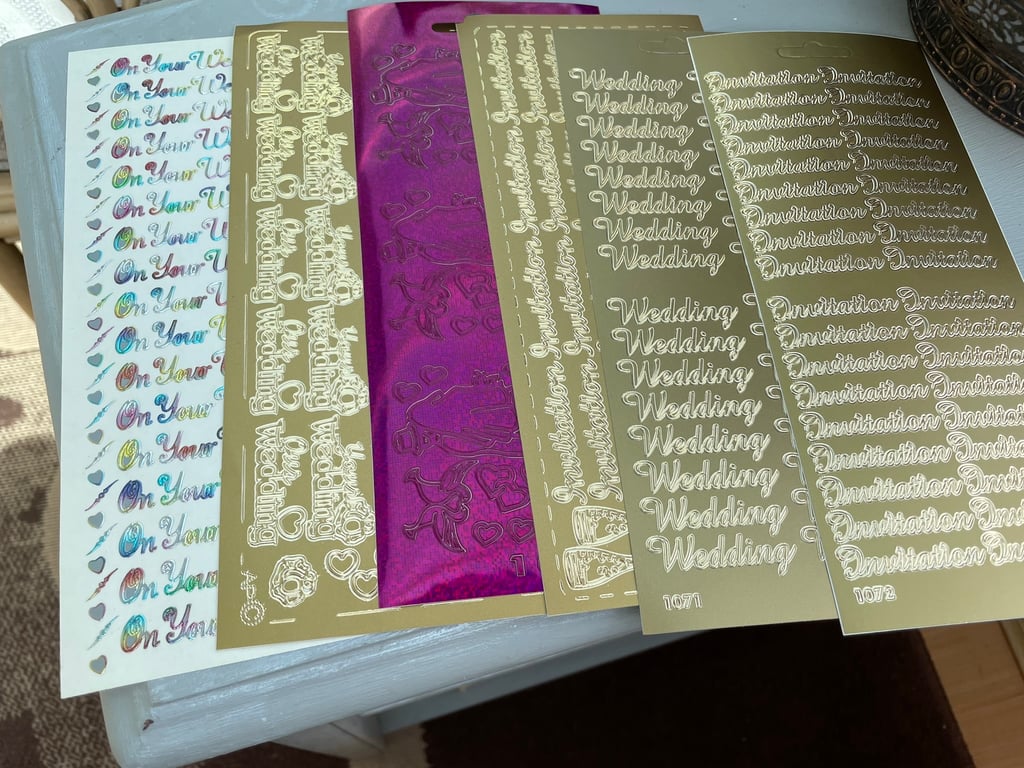 Wedding themed peel off stickers, 6 sheets