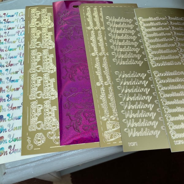 Wedding themed peel off stickers, 6 sheets