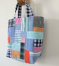 Irish Linen Patchwork Bag, Small Project Bag - Image 4