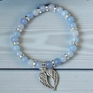 Aquamarine Guardian Angel Wings Bracelet,March Birthdays,