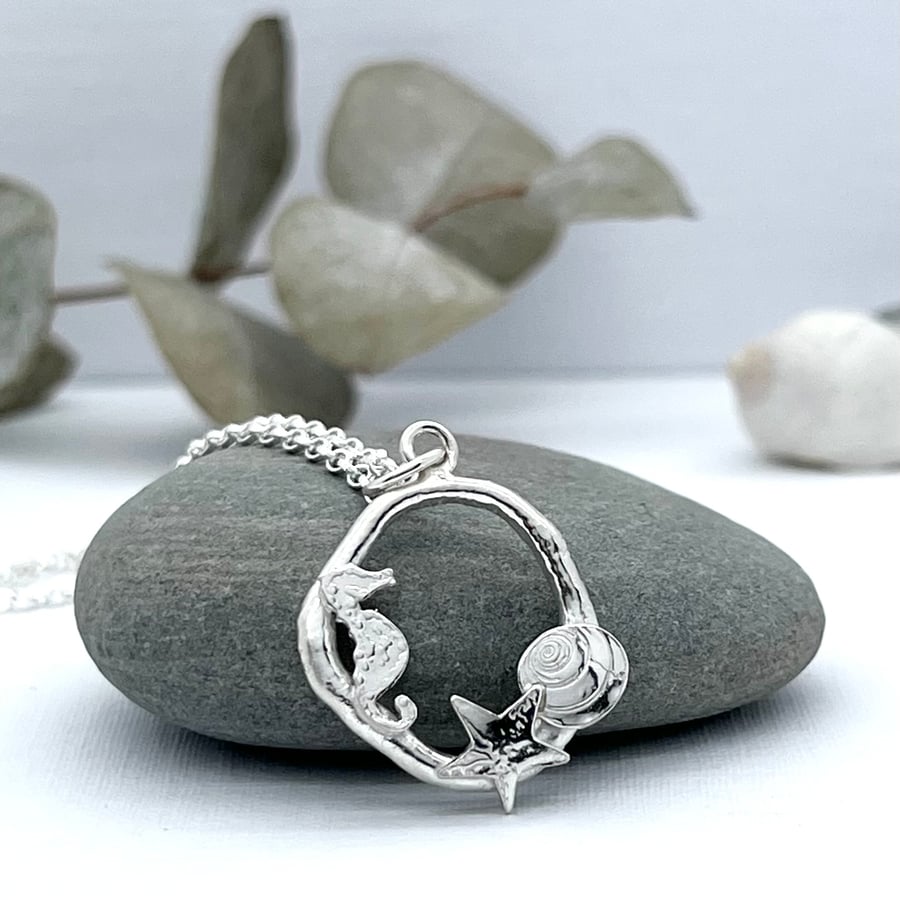 Handmade Sterling Silver Seahorse Pendant 