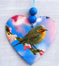 Robin Decoupaged wooden heart wall decoration. - Image 3