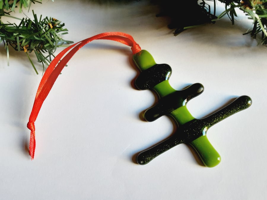 Fused Glass Christmas Tree Decoration 