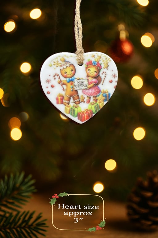 Handmade Ceramic Gingerbread Ornament Christmas Tree Decoration Keepsake Gift UK