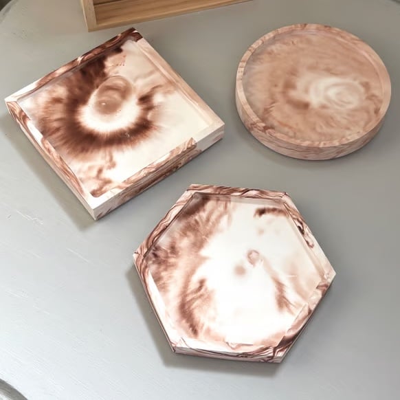 Blush Marble Decorative Tray - Round, Square or Hexagon