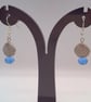 Silver Clam Shell and Blue Crystal Earrings, Gift for Her, Shell Charm Earrings - Image 5