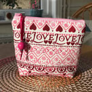Zip top purse made in Emma Bridgewater Pink Sampler fabric.