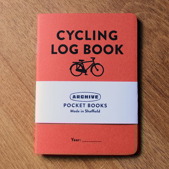 Single A6 ‘Cycling' pocket log book with typographic design cover