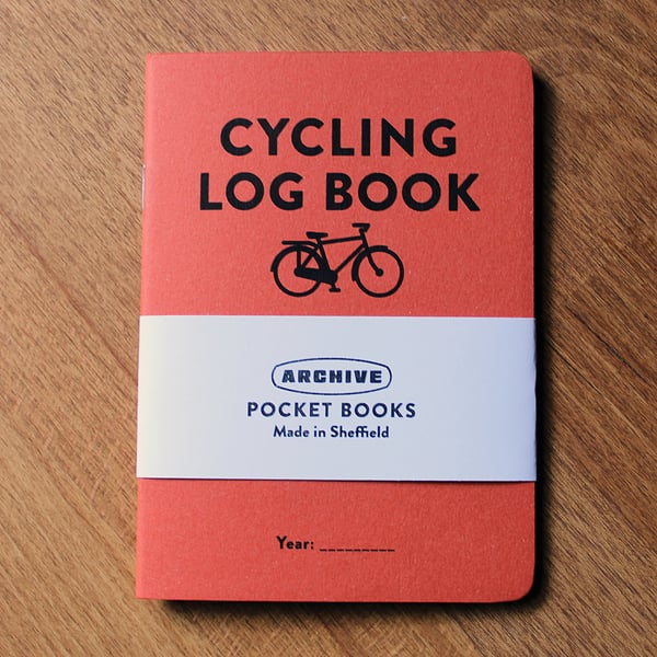 Single A6 ‘Cycling' pocket log book with typographic design cover