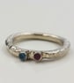 Hand Forged Molten Sterling Silver Ring – Apatite & Ruby - Image 2
