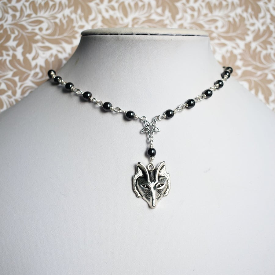 Hematite and Fox Necklace