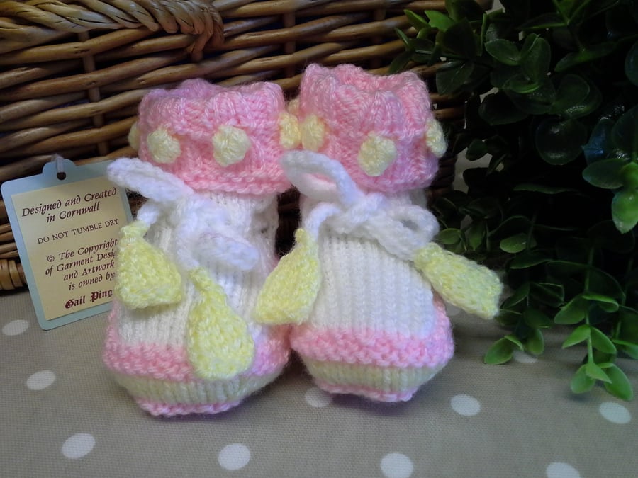 Baby Girl's Bobble Booties  0-6 months size (Help a Charity)