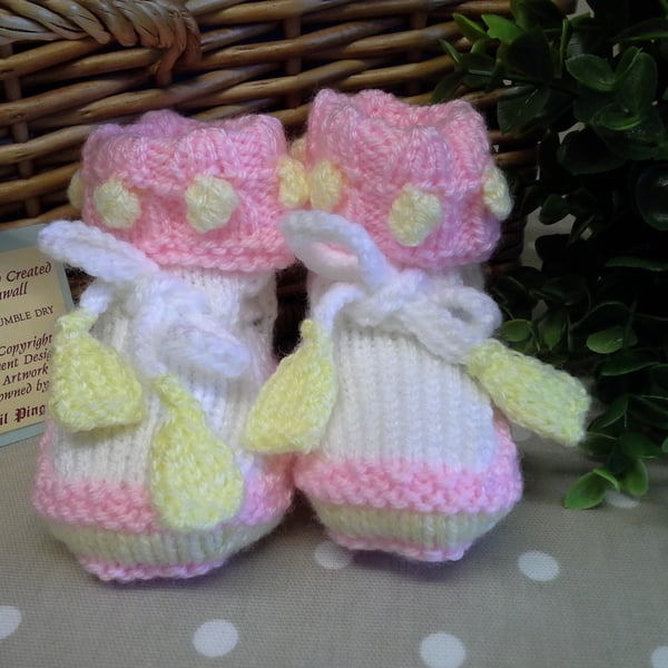 Baby Girl's Bobble Booties  0-6 months size (Help a Charity)