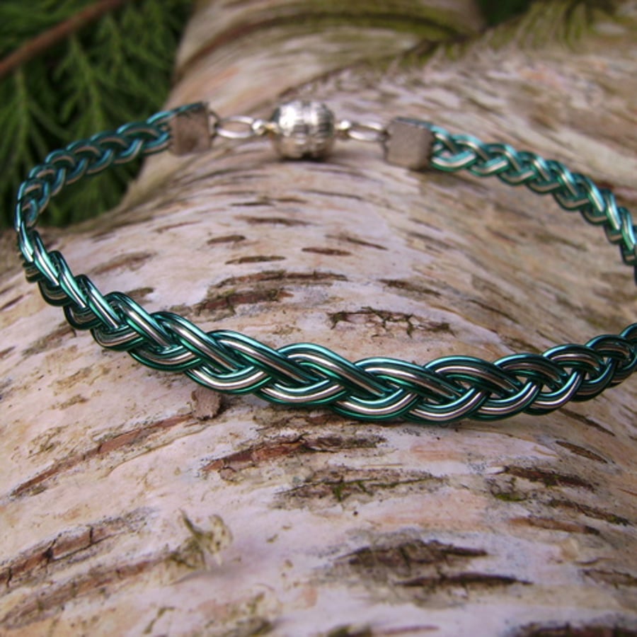 Coated copper wire braided bracelet