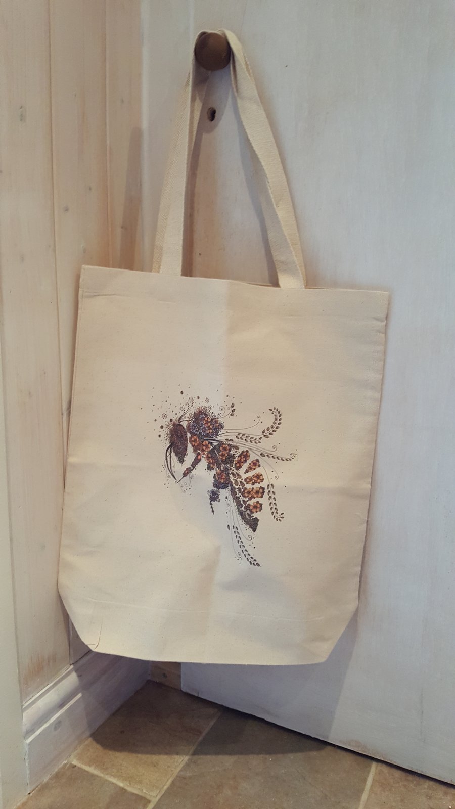 Cotton shopping bag with Bee print