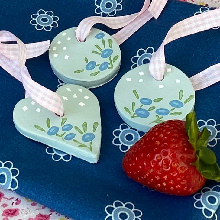 Summer Fruits, Blueberry - hand painted hanging decorations (set of 3)