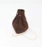Brown suede drawstring pouch - Image 1