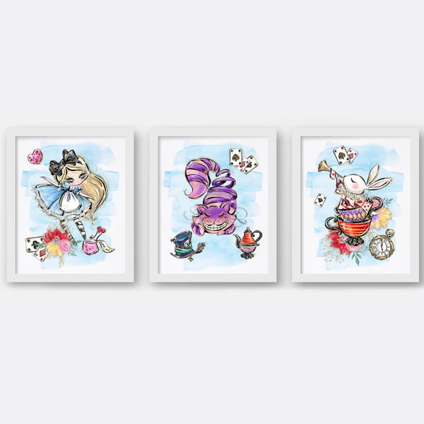 Alice in Wonderland wall prints, Alice in wonderland nursery decor