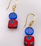Poppy Red Czech Glass beaded Earrings  - Image 1